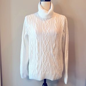 Women’s Croft & Barrow White Turtleneck Cable Knit Sweater Size Large